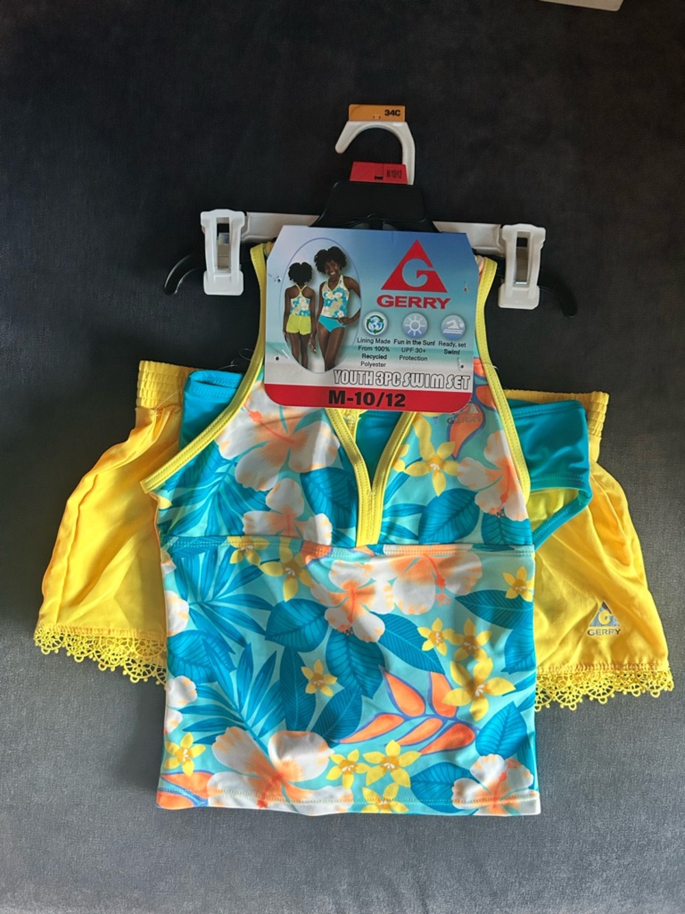 Gerry Weber Turquoise & Yellow Floral Girls' 3PC Swim Set